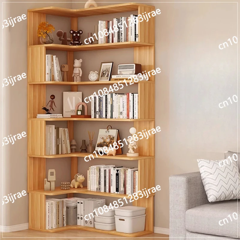 

Modern Multi-layer Bookcases for Study Solid Wood Corner Storage Bookcase Light Luxury Simple Household Bookshelf for Library