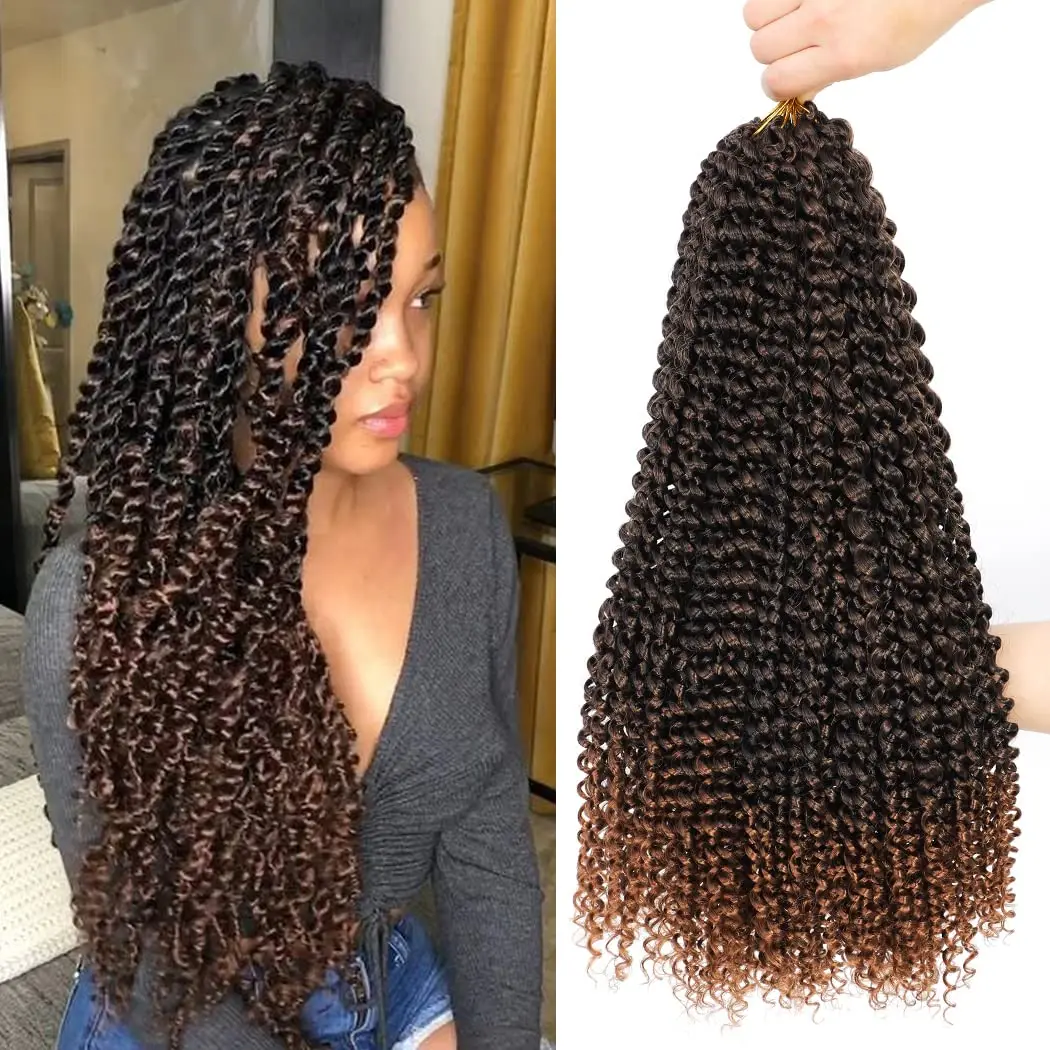 1/3/6 Packs Synthetic Passion Twist Crochet Hair 18 Inch Water Wave Crochet Braiding Hair Extensions (1B/27)