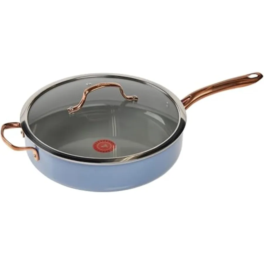 

Керамическая кастрюля с антипригарным покрытием для консервирования с крышкой, духовка емкостью 5,5 л и бройлерная, безопасная до 350 ° F Посуда Сковорода StayCool Навыки с ручкой