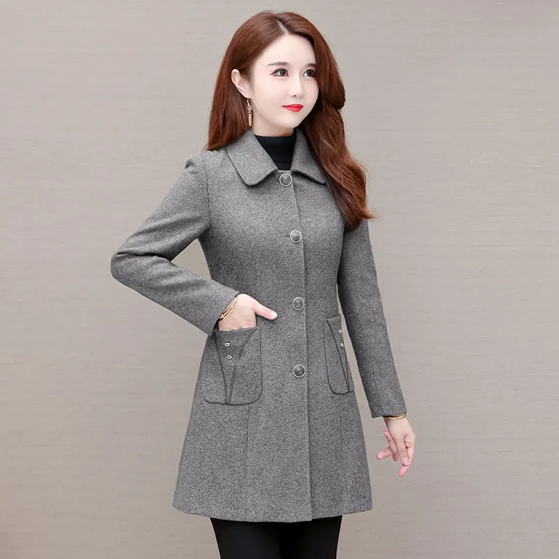 Spring Autumn Mid-length Women Windbreaker Coat Winter Quilted Thicken Elegant Jacket Middle Aged Mother Fashion Casual Outwear