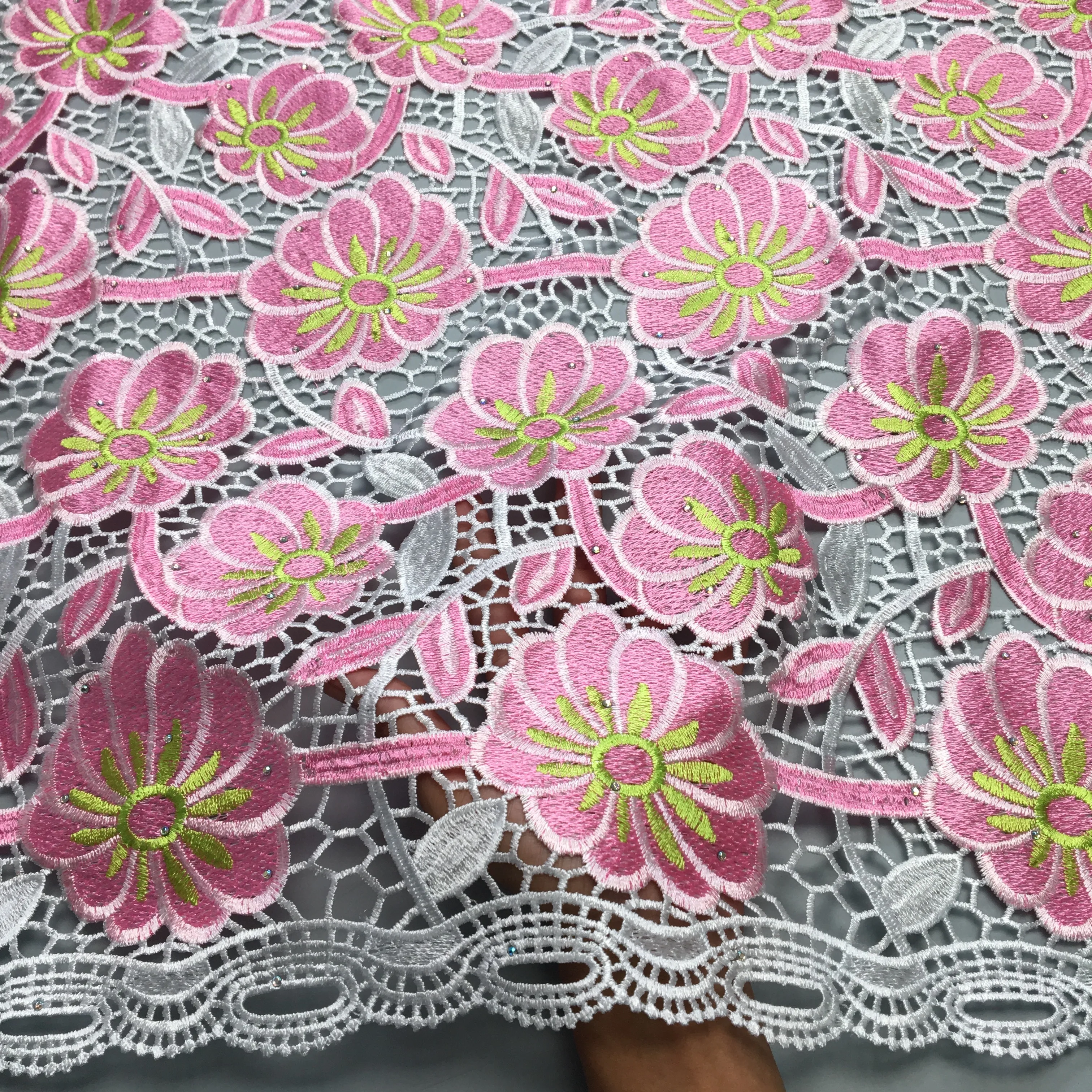 African Nigerian Guipure Cord Lace Fabric High Quality Water Soluble Lace Stones Luxury For Wedding Party Dresses,2.5yardsTY3917