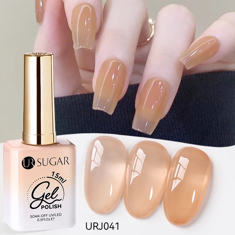UR SUGAR 15 ml Jelly Milky White Translucent Color Gel Polish Semi Permanent UV Gel Nail Art Soak Off Gel Lack Neueste Mode gel nagellak база для манікюра цветная сухоцвет для ногтей