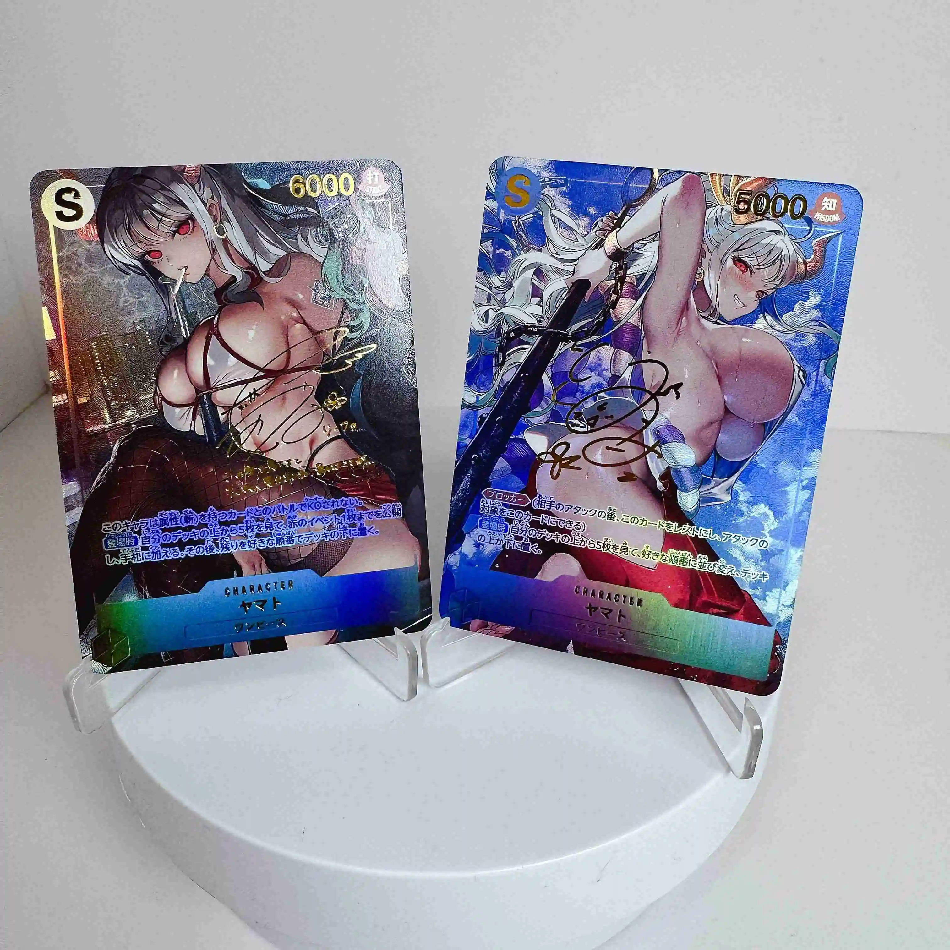 

2Pcs/set Diy Self Made One Piece Opcg Yamato Collection Card Refraction Color Flash Gold Hot Signature Card Opcg Anime Card Gift