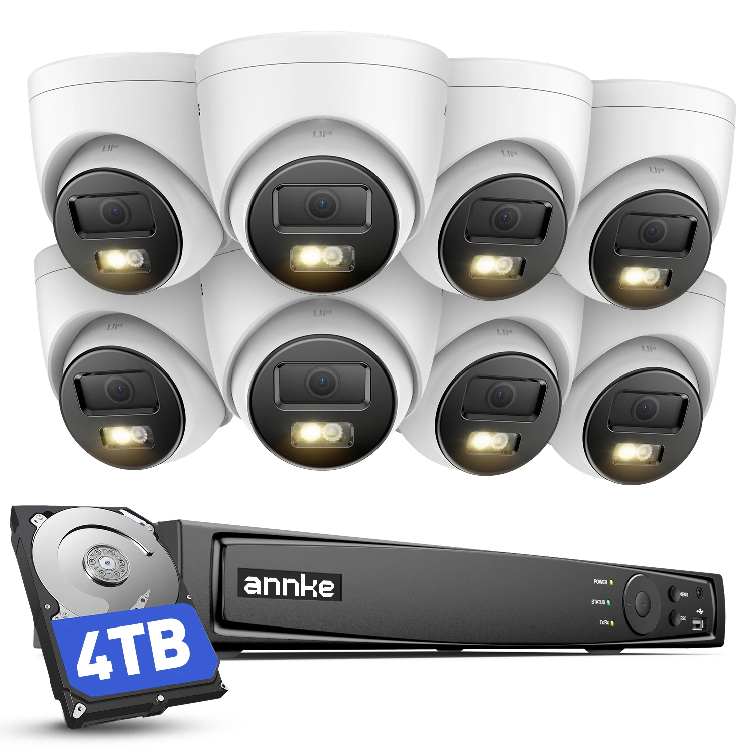 ANNKE H1200 12MP Security Camera System, H.265+ 8CH NVR, 8PCS 12MP UHD PoE IP Bullet Cam with Smart Dual Light, AI Human&Vehicle Detection, Color Night Vision for Outdoor Surveillance
