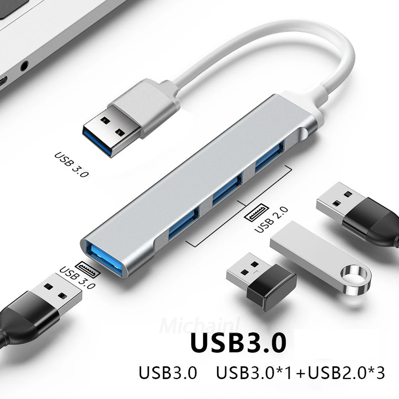 Hub USB 3,0 de 4 puertos, divisor tipo c de alta velocidad, 5Gbps, para PC, Accesorios de ordenador, para Xiaomi, Lenovo, Macbook Pro