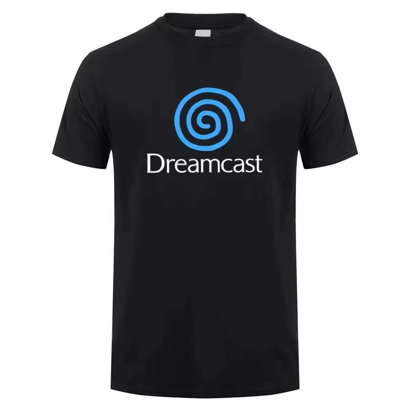 Roupas de verão dreamcast tributo azul redemoinho impresso t camisa de alta qualidade respirável algodão manga curta camisetas roupas masculinas