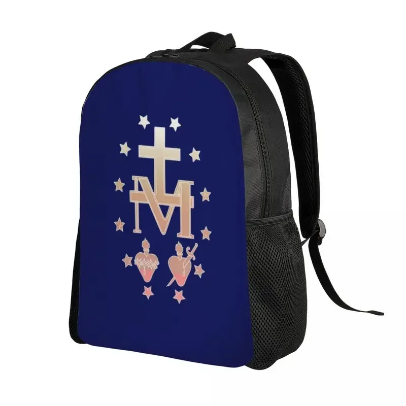 Custom Miraculous Medal Backpack Men Women Casual Bookbag for School College Medal of Our Lady of Grace Bags