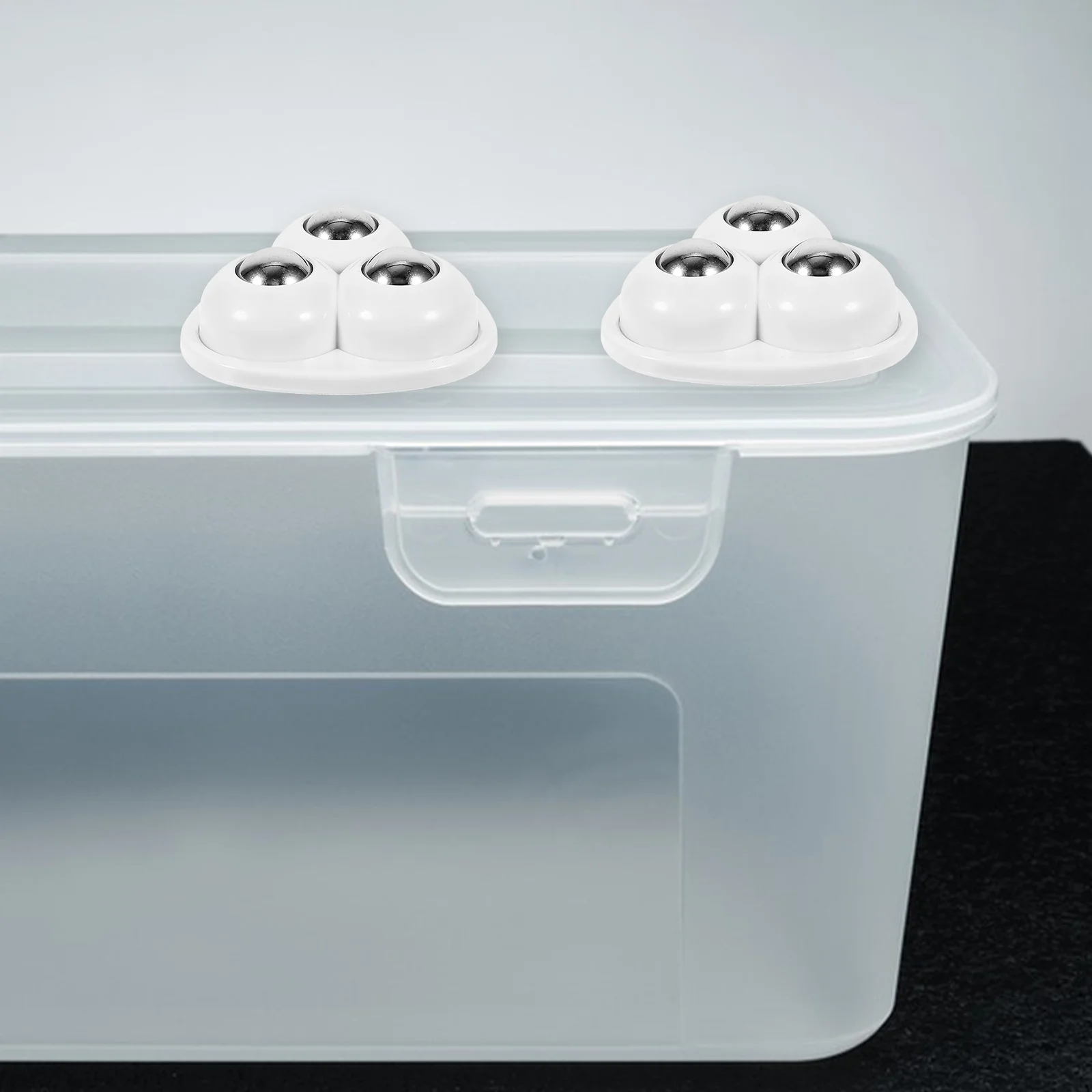 

4Pcs Adhesive Ball Caster Wheels Heavy Duty 25Kg Load Smooth Swivel for Storage Box Trash Can Furniture Appliances Self-Adhesive