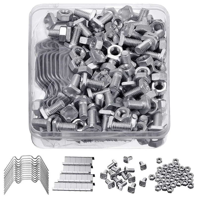 

400Pcs Greenhouse Repair Kit Include 100 Glazing Clips W Wire Clips 100Z Overlap Clips And 100 Greenhouse Nuts And Bolts