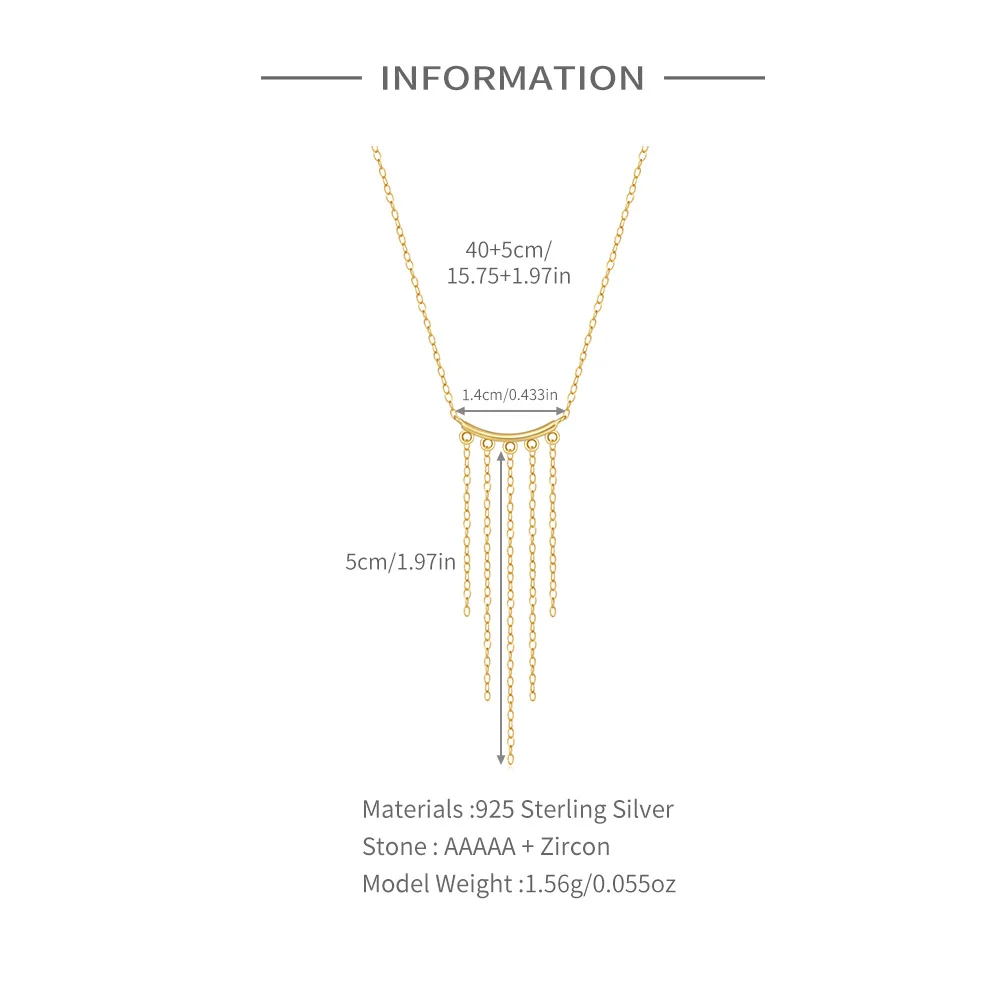 CANNER 925 Silver Star Moon Fringe Clavicle Necklaces For Women 18K Gold Minimalism Chain Necklaces Fine Jewelry Party ins Gift