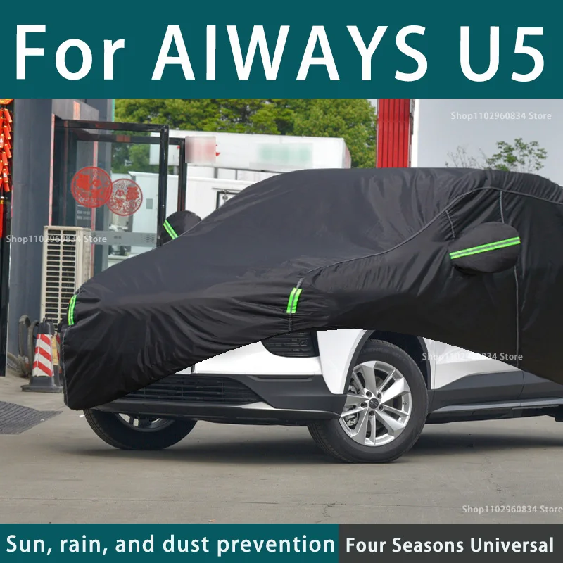 

For Aiways U5 210T Full Car Covers Outdoor Sun Uv Protection Dust Rain Snow Protective Anti-hail Car Cover Black Auto Cover