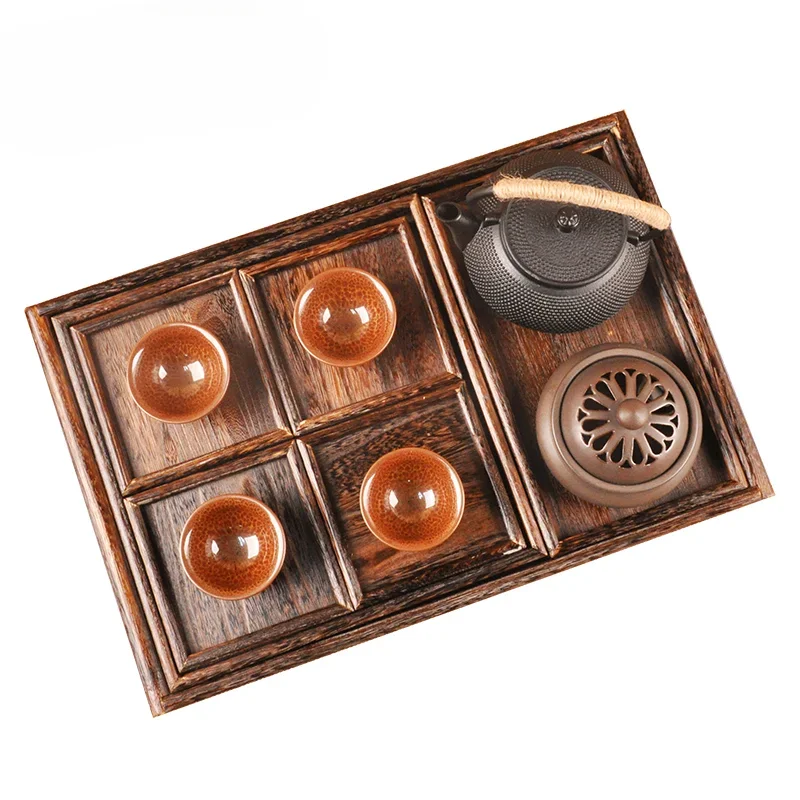 

Vintage Teaware Tray Solid Wood Large Rectangular Tea Cake Tray