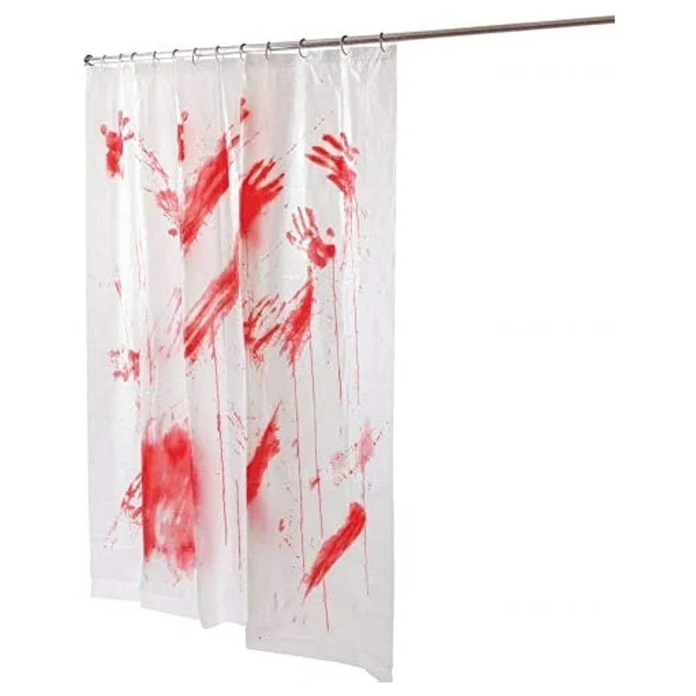 Halloween Horror Bloody Finger Print Shower Curtain Waterproof Bathroom Decoration