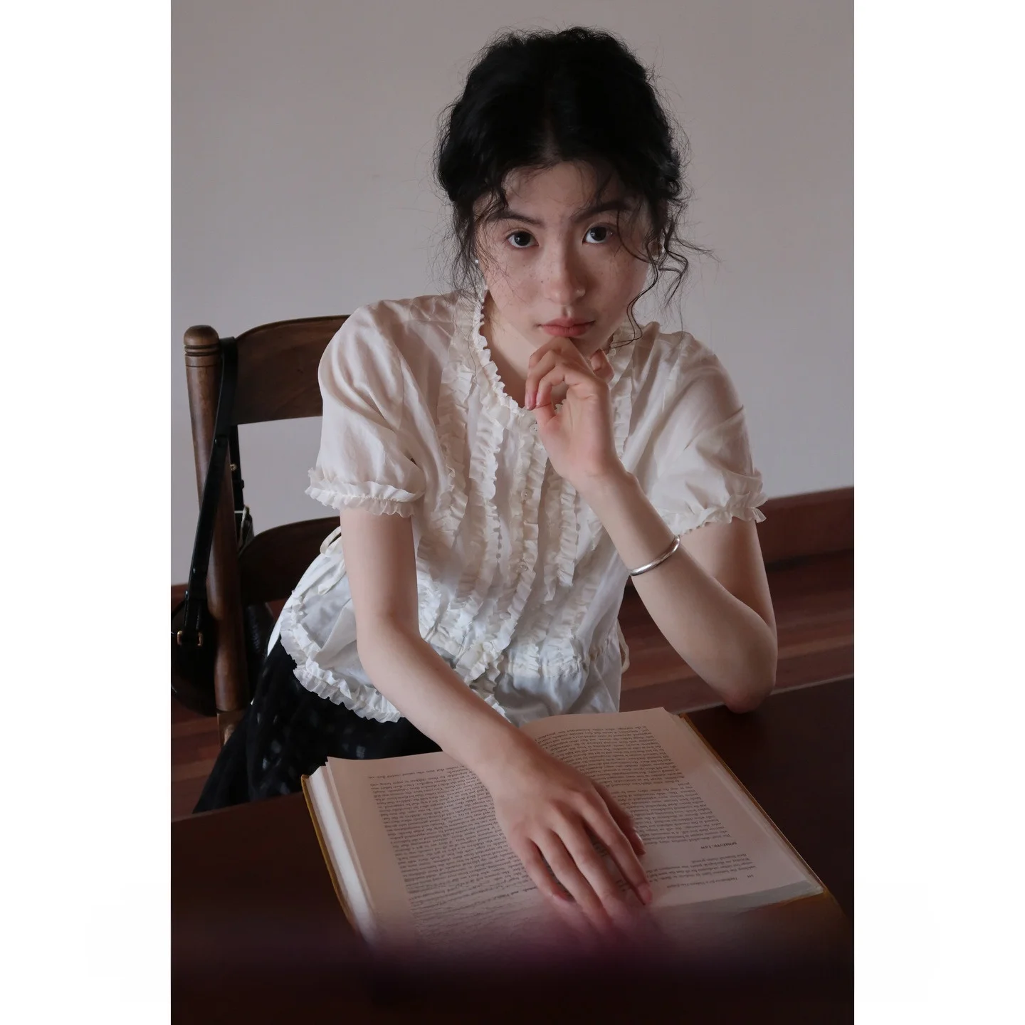 

Original Design Summer ort Sve Women's irt Inner Wear Lace Collar Cotton 00% White Flower Print Casual Faion