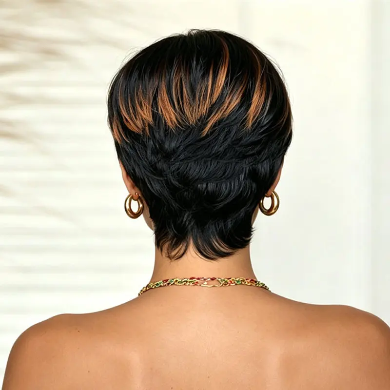 Pixie Cut Short Human Hair Wig with Bangs, Fashion Style