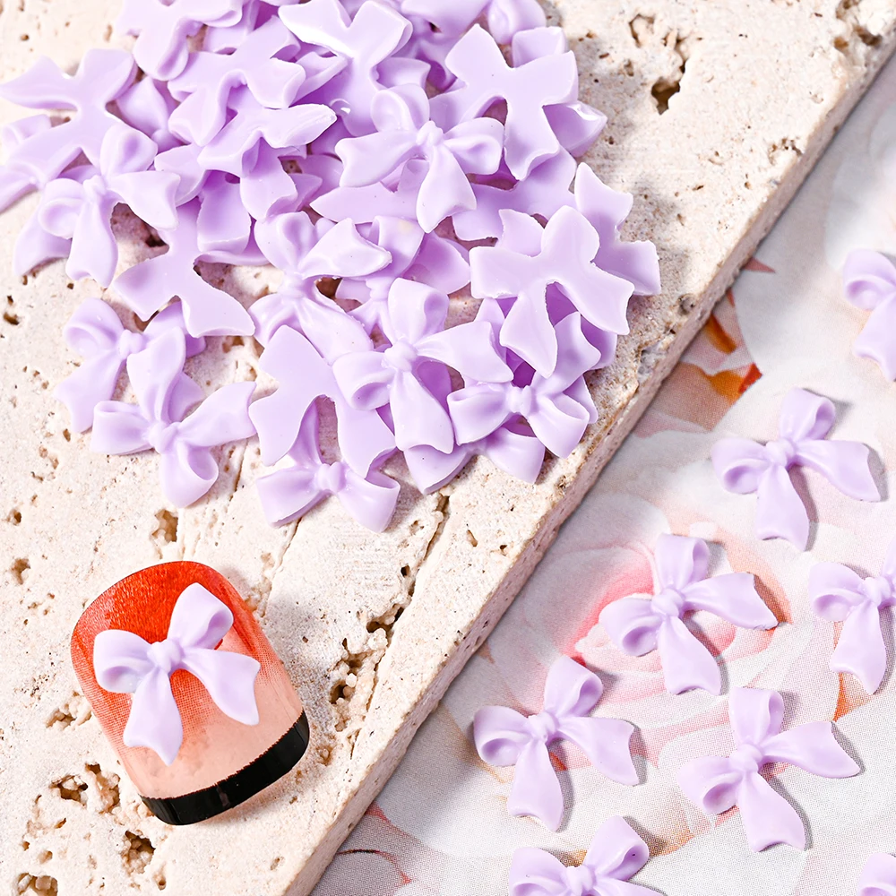 50-100 ชิ้น 3D Kawaii สีชมพู/สีขาวริบบิ้นโบว์เล็บ Charms 10x11 มิลลิเมตรเรซิ่น Bowknot ตกแต่งเล็บ DIY เล็บ Bowknot อุปกรณ์ & * 4