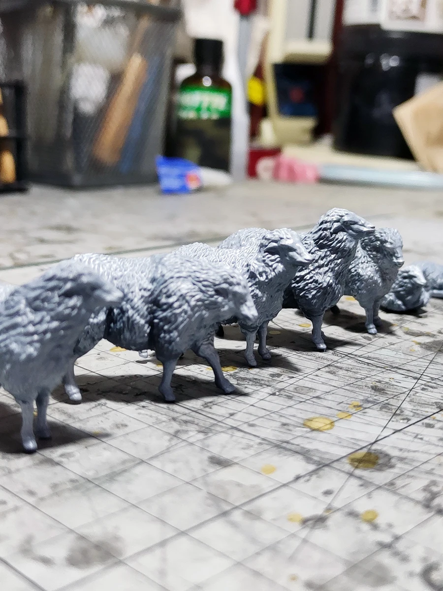 Modellbausatz im Maßstab 1/35, 1/48, 1/72, 3D-Miniatursoldatenfiguren aus Kunstharz, unbemaltes, unmontiertes Schaf- und Tiermodell für Diorama