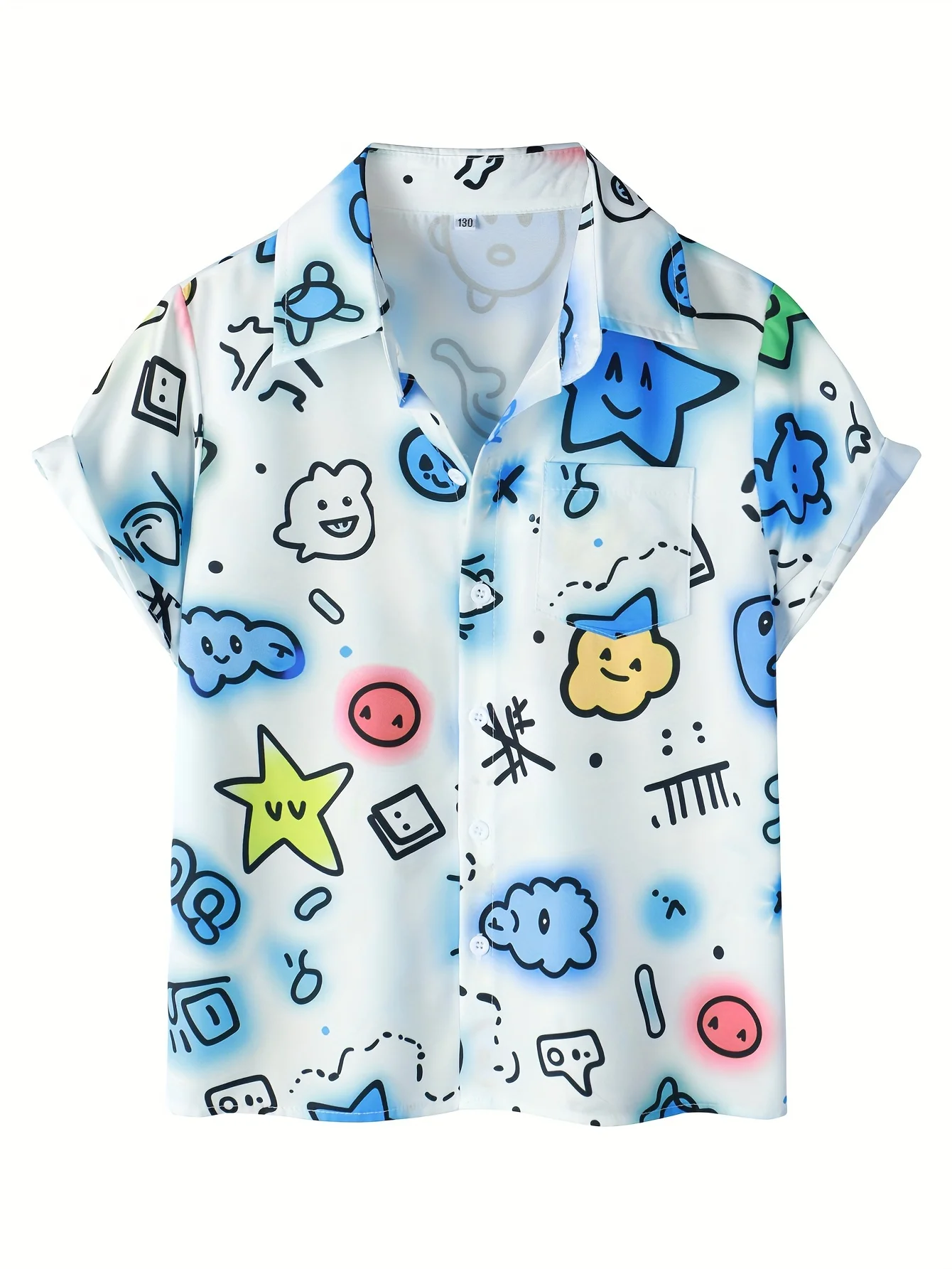 Boy in Summer Hawaiian Holiday-Free Short-Sleeved Shirt, Cute Print Shirt, Lovely