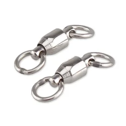 DNDYUJU 50pcs Heavy Duty Ball Bearing Fishing Connector Rolling Swivel Stainless Steel Solid Ring Fishing Accessories