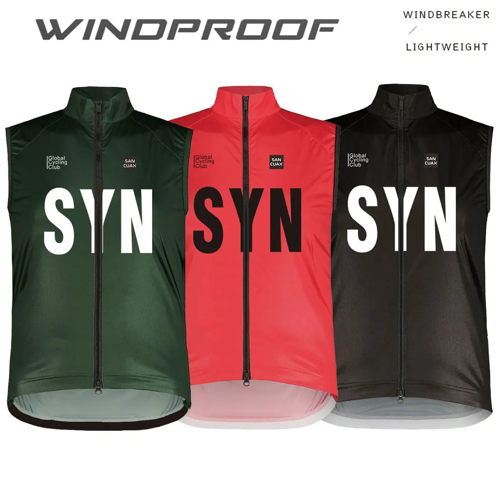 SYN SANCUAX, camisetas sin mangas de ciclismo de verano, chaleco deportivo a prueba de viento para correr, chaleco de ciclismo sin mangas para bicicleta de montaña, chaleco de ciclismo para hombre