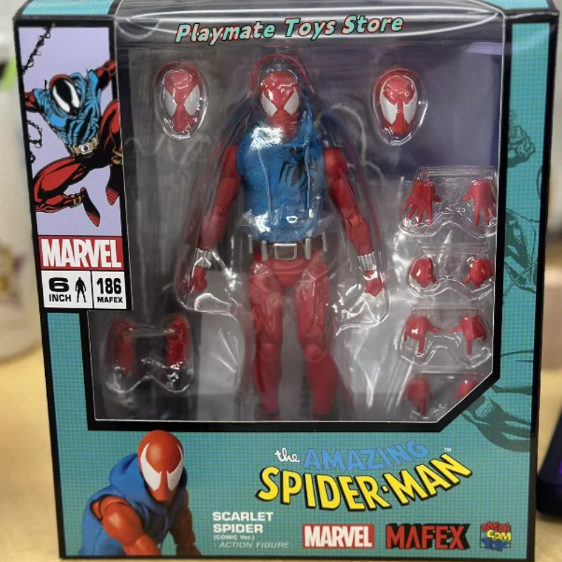 Oryginalna Medicom Spiderman Mafex Scarlet Spider niesamowity Spider-Man wersja komiksowa Anime Model postaci figurka zabawki prezentowe