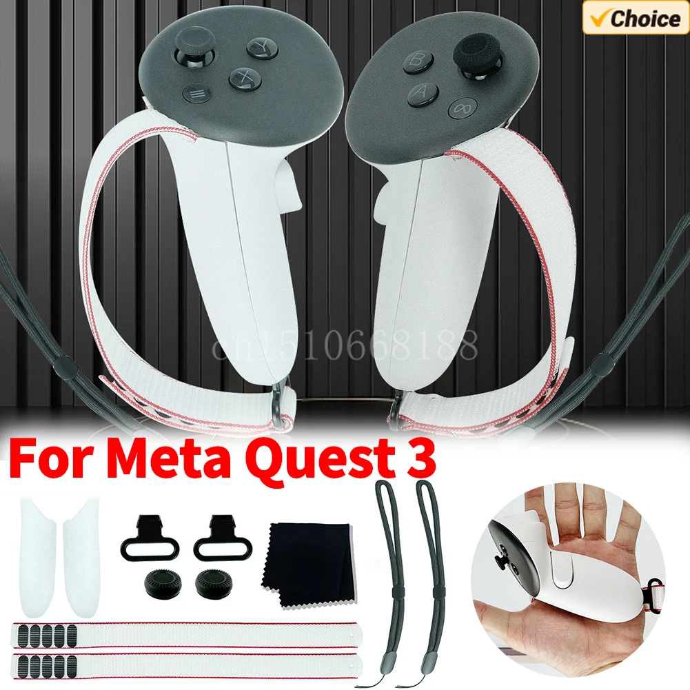สําหรับ Meta Quest 3 VR Controller Grips แบตเตอรี่พร้อมสายรัดปรับได้ Anti-Slip สําหรับ Meta Quest3 VR อุปกรณ์เสริม