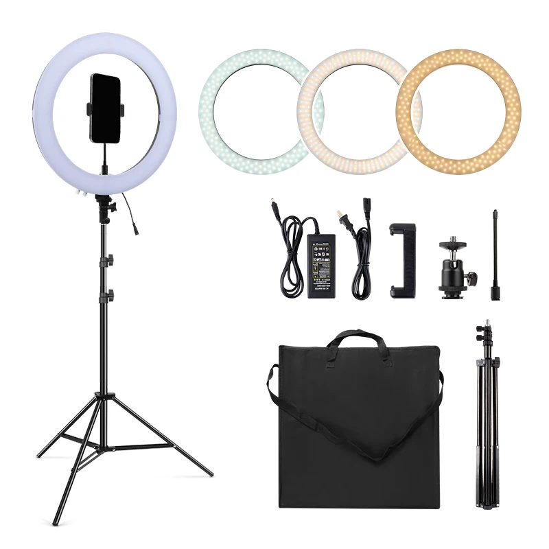 

Ring Light 18 Inch Kit Led 60W Bi-color With Stand Phone/camera Holder 3200k-5600k Dimmable CRI 95 Circle Lights For Video/photo