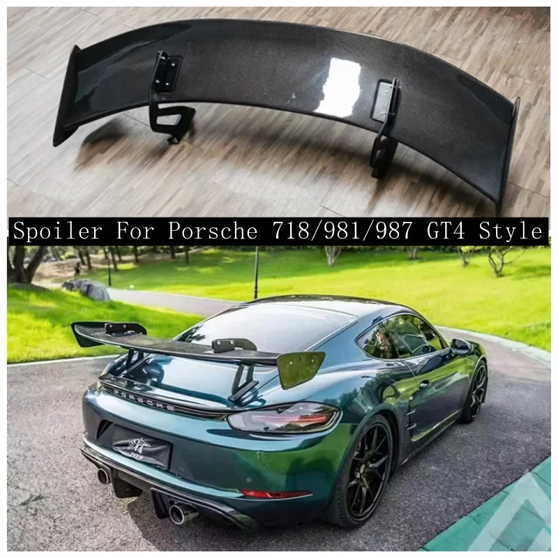 

For Porsche 718/981/987 GT4 Style 2016 2017 2018 2019 2020 2021 2022 Real Carbon Fiber Car Rear Trunk Lip Splitter Spoiler Wing