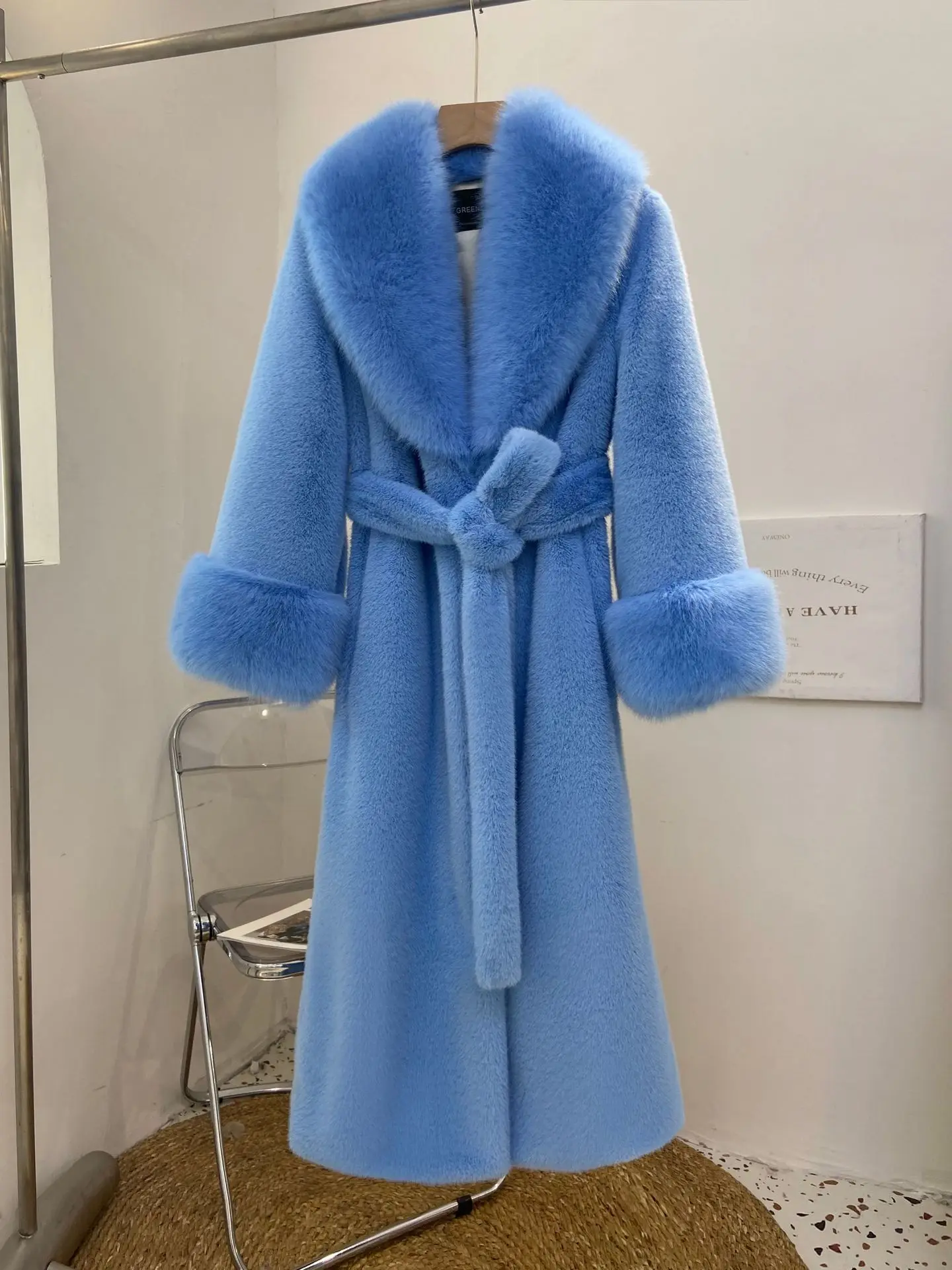 XS-6XL inverno grande pelliccia di volpe sintetica collo lungo Trench donna alla moda Cardigan allentato cappotto di velluto di visone spesso caldo mantello Streetwear