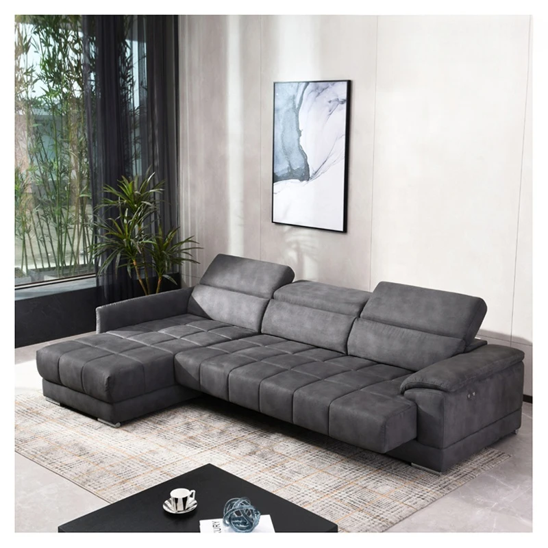 Multi-fuction Modern Fabric Home Office Furniture Living Room Grey Corner Couch Italian Sleeper Couches Sofa for villa and hotel