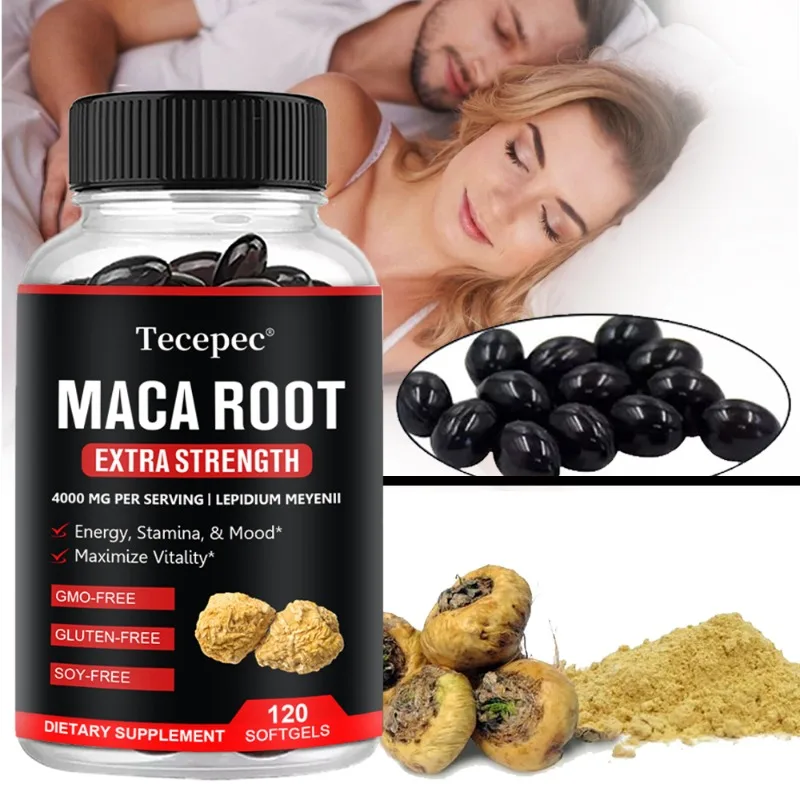 Black Maca Root, Natural Energy Supplement, Helps Relieve Fatigue, Boosts Energy, Improves Blood Sugar, 120 Veggie Capsules