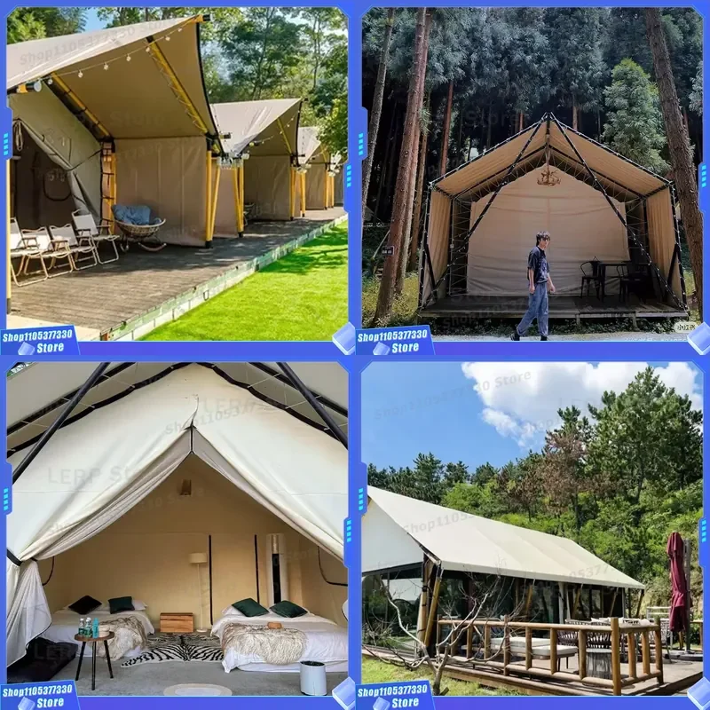 Outdoor Double-Layer Large Hexagonal Glamping Safari Hotel Resort Tent Bathroom Waterproof PVC Cabin Tent for Exhibitions