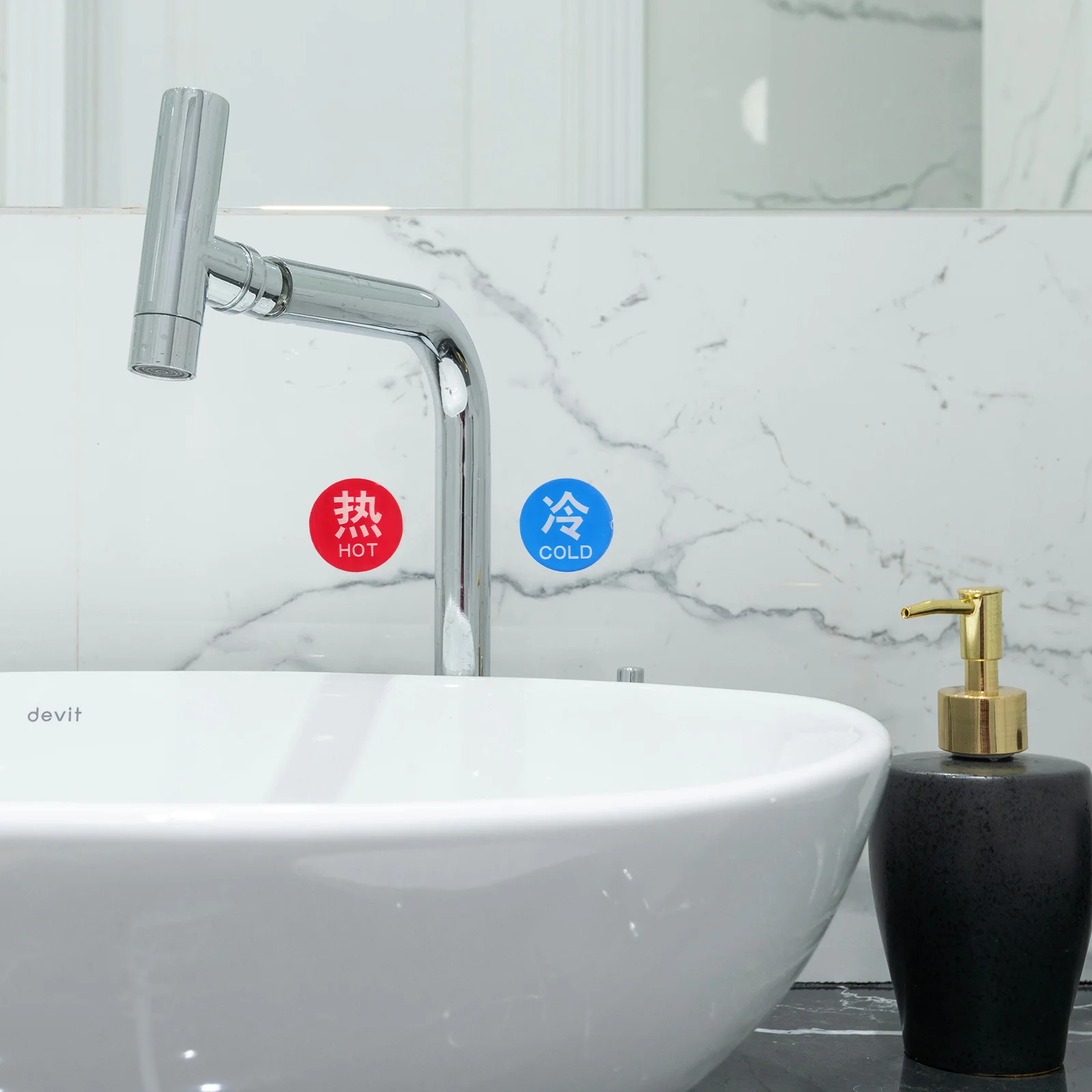 10pcs Hot Cold Water Indicator Sticker Clear Acrylic Faucet Label Durable Temperature Identification For Bathroom Shower Sink