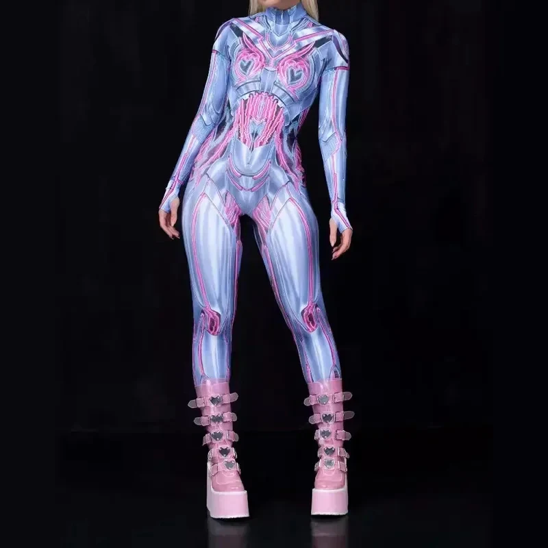 

Halloween Costumes Cosplay ★ Futuristic Galaxy Cyber Warrior Jumpsuit Mechanical Armor Party Bodysuits Rompers Zentai Suit ☆New