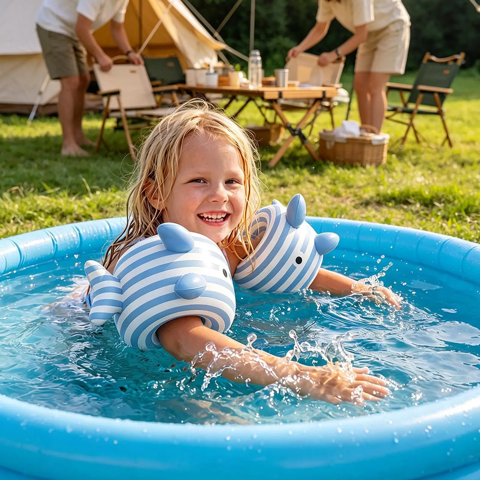 Arm Floats For Kids 2 Pieces Fish Shape Leak-Proof Inflatable Sleeves Pool Arm Band For Kids Water Class Learning Training Beach