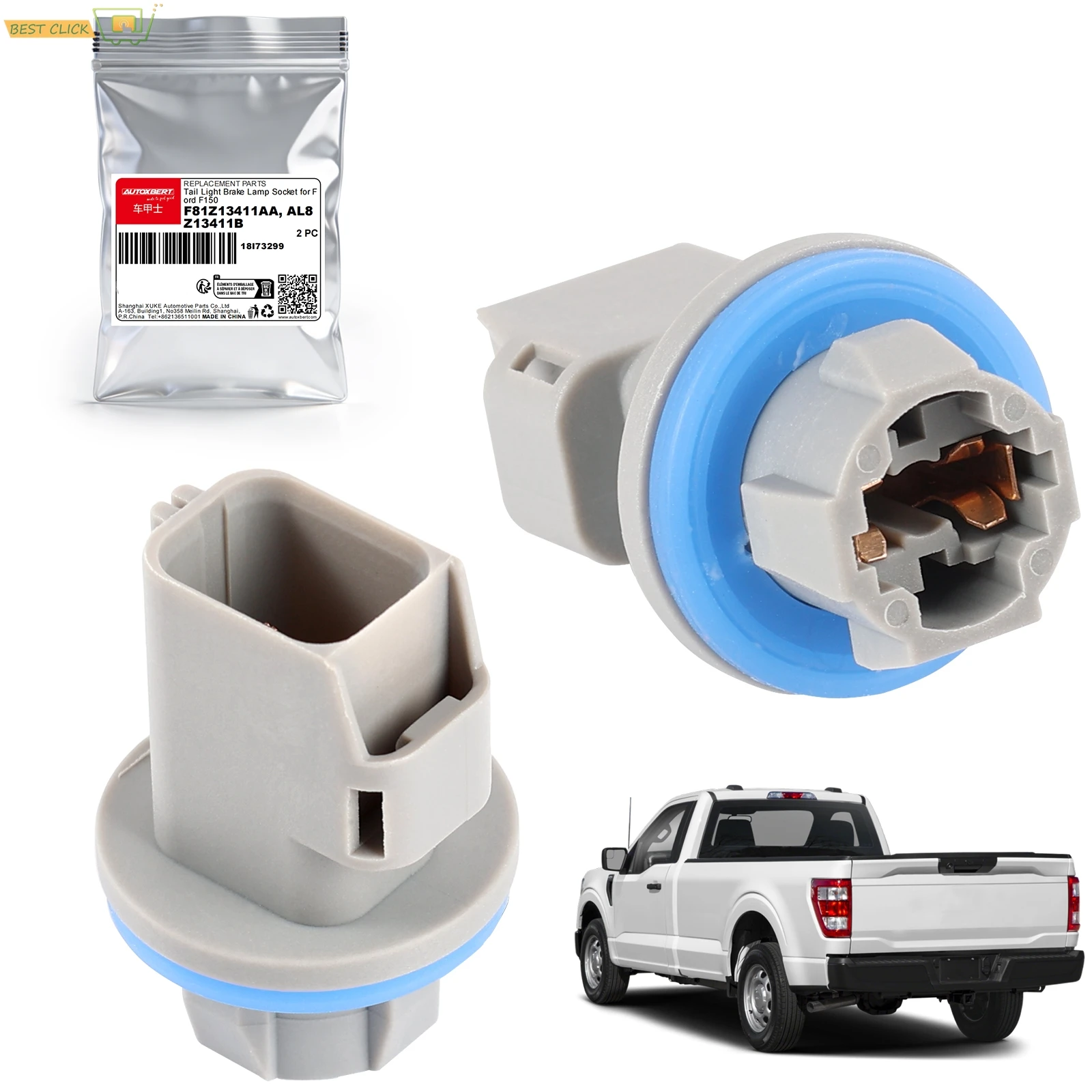 2pcs License Plate Light Socket For Ford F-150 2004-2021 Escape 2008-2016 Rear Tail Brake Plastic Socket Replacement