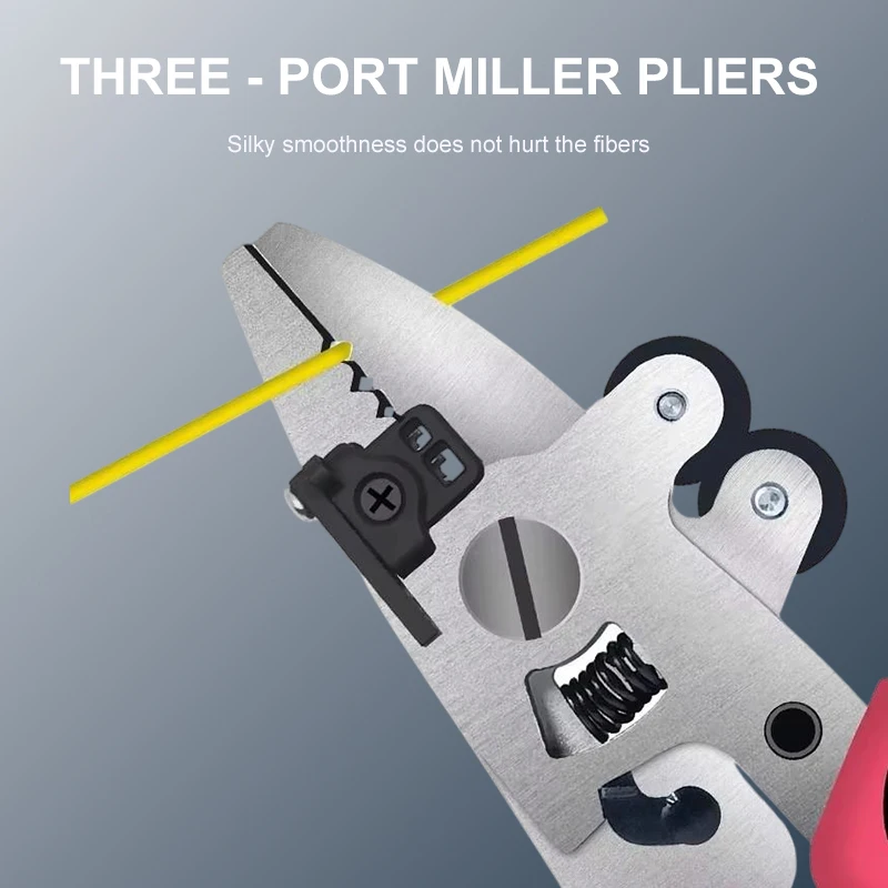 9-in-1 Multi-functional Fiber Miller Pliers Three-piece Fiber Stripper Pliers Leather Cables with Alcohol Cotton