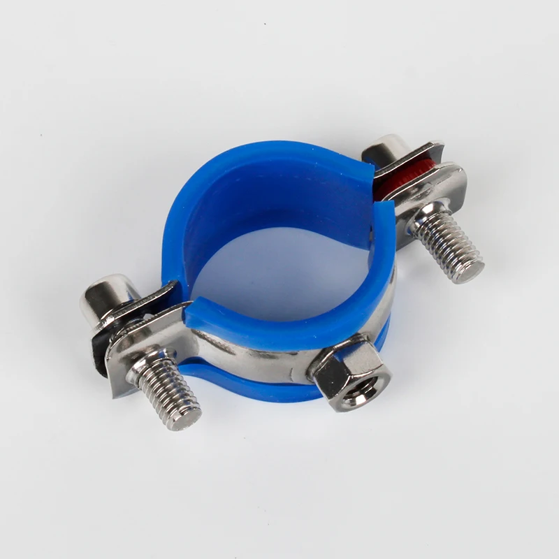 304 Stainless Steel Pipe Hanger Bracket Clamp, Caixa Azul, M8 x 1.25mm Feminino Fit, Homebrew Clip, Tubo OD, 19-108mm