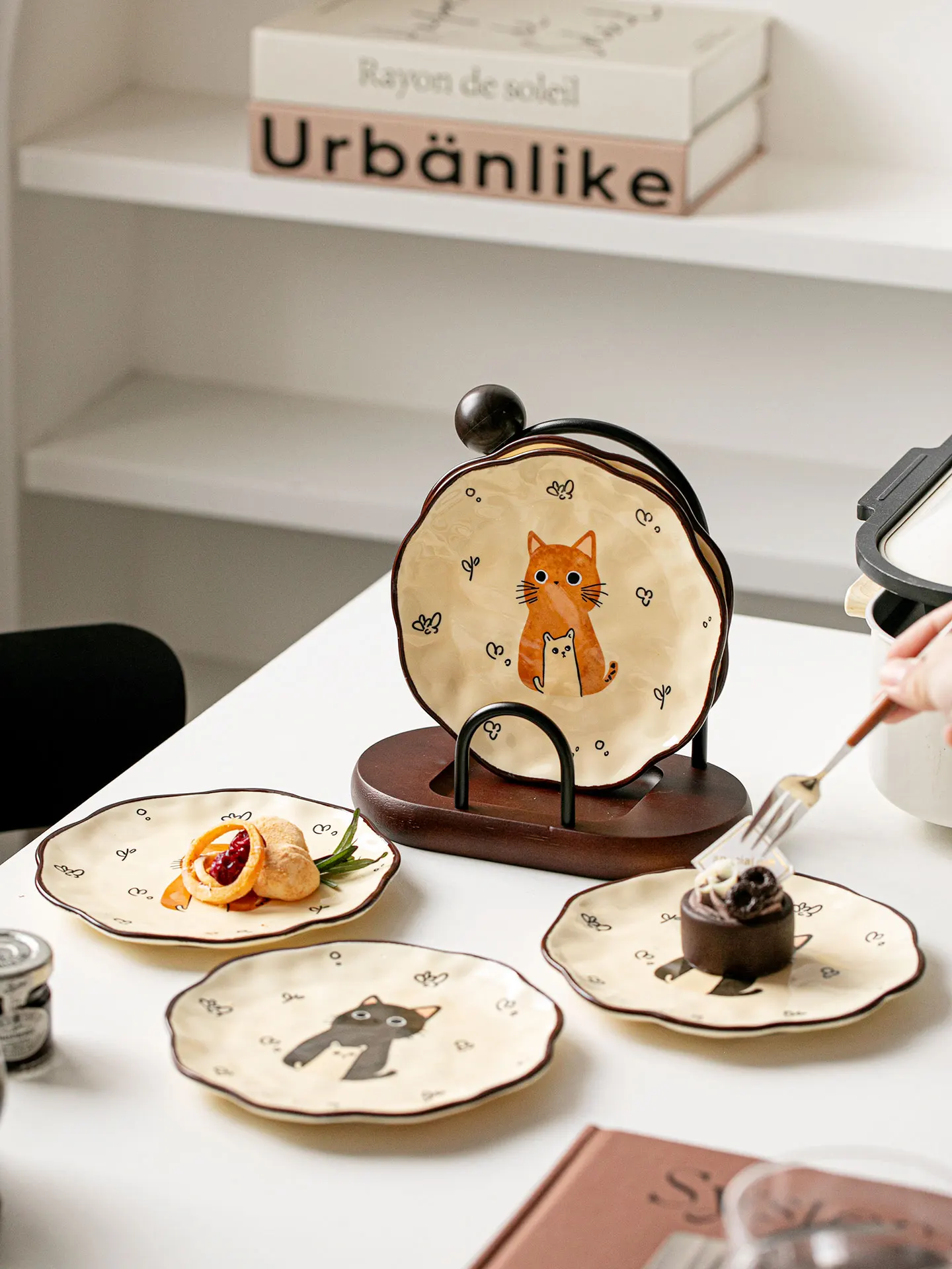 

Милая круглая тарелка для завтрака с мультяшным рисунком, тарелка для послеобеденного чая, китайская посуда