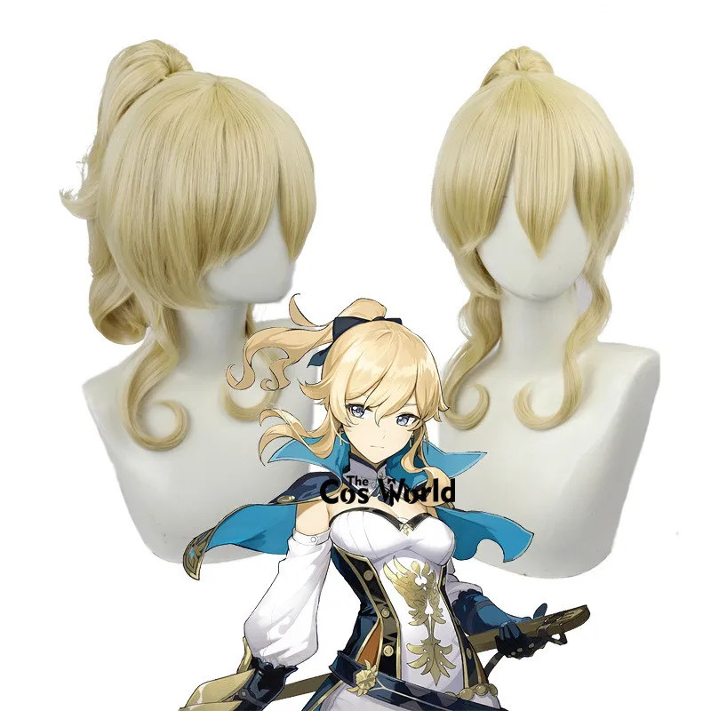 

Genshin Jean Gunnhildr 45cm Long Curly Games Cosplay Wigs Fiber Heat Resistant Synthetic Hair + Wig Cap