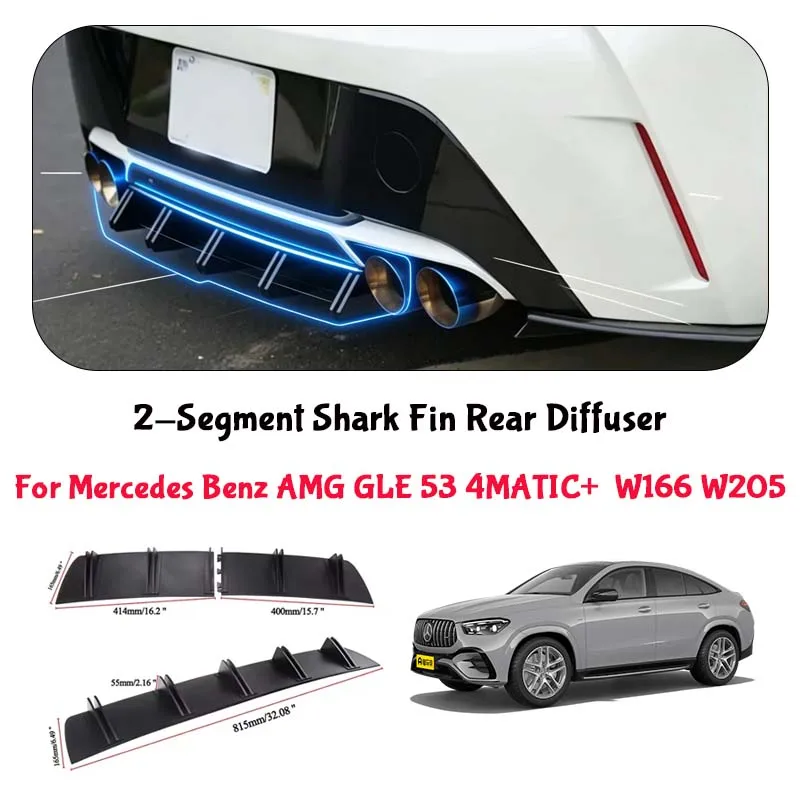 For Mercedes Benz AMG GLE 53 4MATI Shark Fin Rear Diffuser Split Chassis Spoiler Auto Aerodynamic Parts Aerodynamic Modification