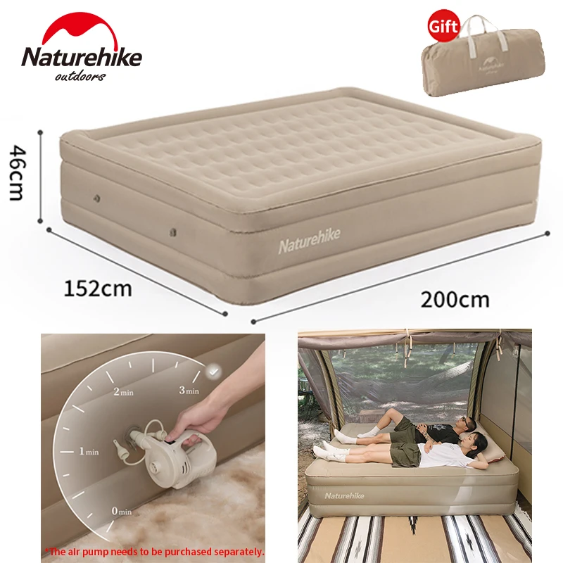Naturehike двойная надувная кровать для кемпинга на открытом воздухе 46 см утолщенный спальный коврик из ТПУ портативный роскошный бытовой надувной матрас для 2 человек