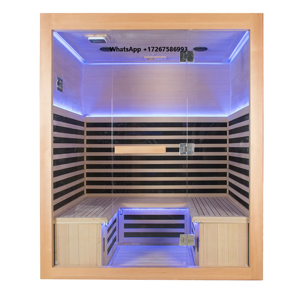 Hot Selling Customized Classic Design 5-6 Person 1.8*1.9*1.5m Canada Hemlock Far Infrared Choice Dry Sauna Room