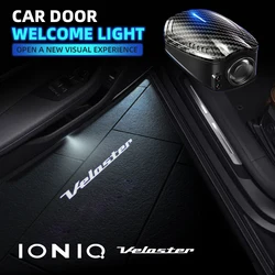 2pcs USB Rechargeable For Veloster Ioniq Logo N Line GDI I30 I40 I10 I20 Car Door HD LED Lamps Projector Courtesy Welcome Lights