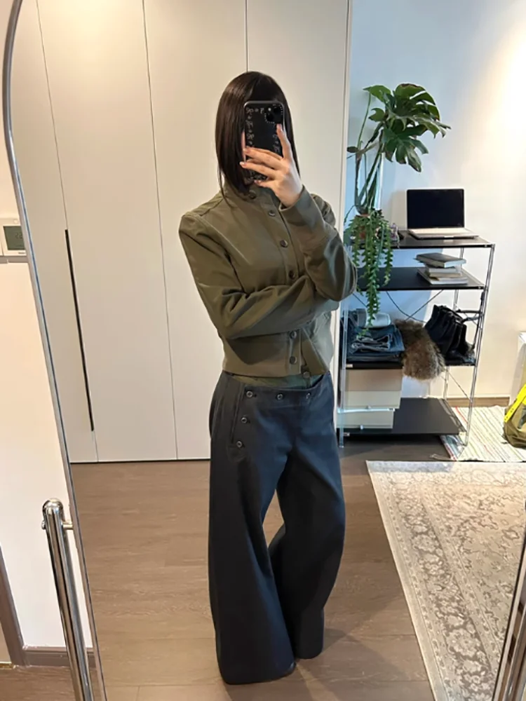 

Casual Striped Loose Pants Women High Waist Straight Long Wide Leg Trousers Female 2025 Fashion Autumn Lady Pants