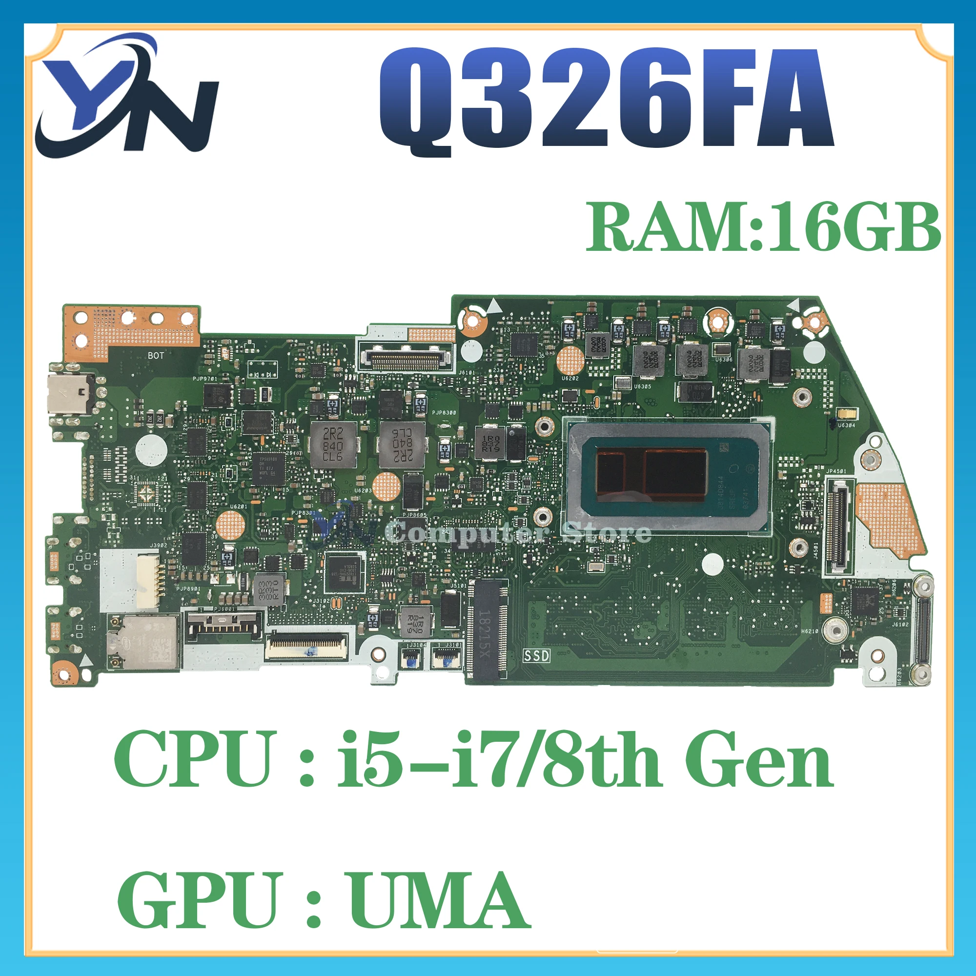 Laptop Motherboard para ASUS, Mainboard para Q326, Q326F, Q326FA, UX362F, UX362FA, i3, i5, i7, 8GB, 8GB, 16GB, 100% Teste OK