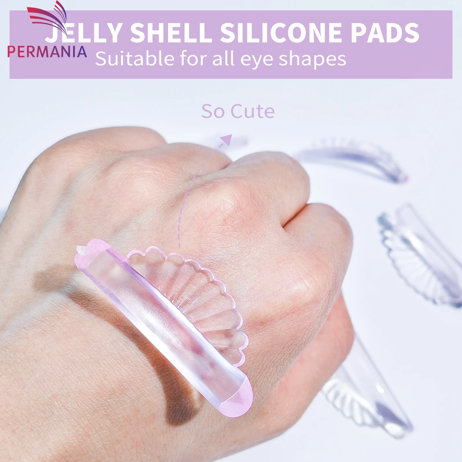 Permania 3 pares c curvado silicone cílios perm almofadas pegajosas hastes escudo levantamento 3d cílios modelador acessórios ferramenta de maquiagem