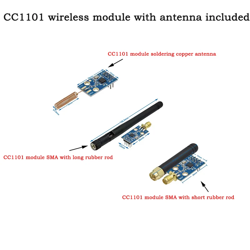 CC1101 wireless module 433M data transmission and reception module with antenna gain increased SMA+rubber rod antenna