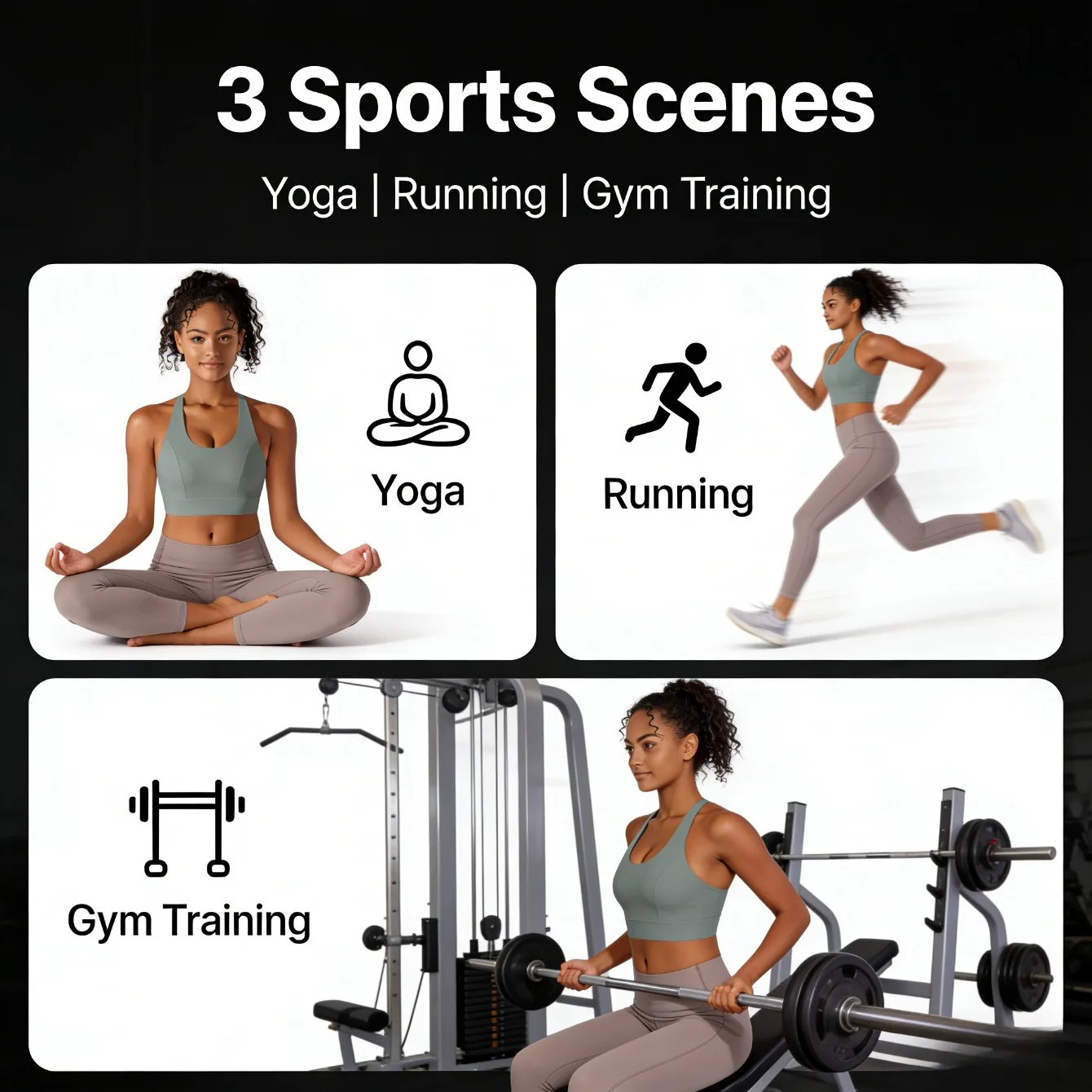 

Seamless Feel Button Sports Bra New Solid Color Racerback Yoga Fitness Running Fitted Top