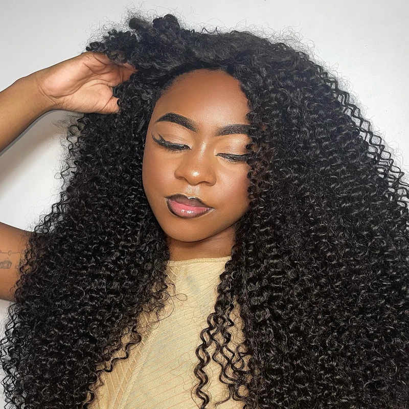 

Парик с полуголовой, кудрявый парик с кудрявыми волосами, откидной на шнурке и без клея, вьющиеся человеческие волосы 100, афро-кудрявые парики из необработанных волос, полупарик